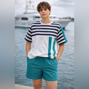 Pier Connection Vintage Cotton Striped Yacht Tee | Unisex Size XL